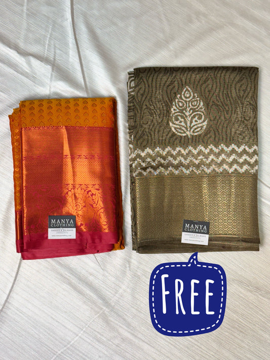 Orange Semi Silk Saree