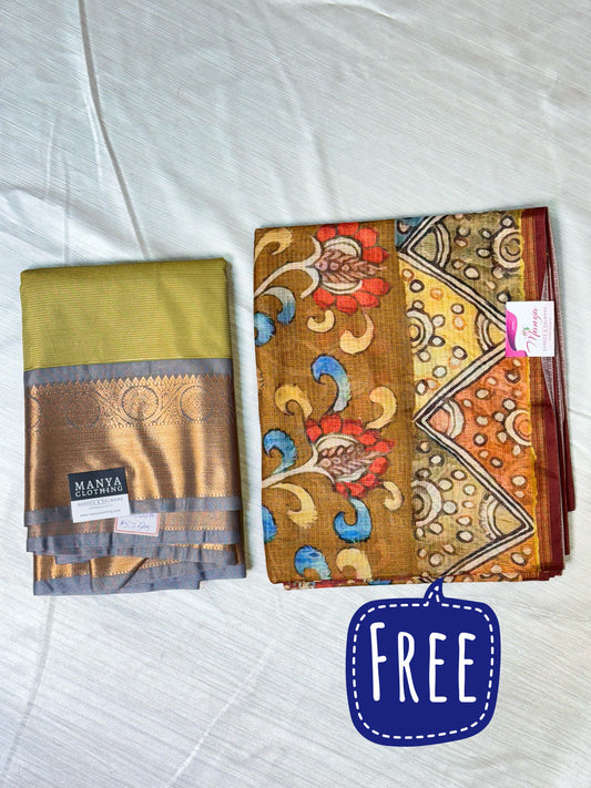 Pastel Green Semi Silk Saree