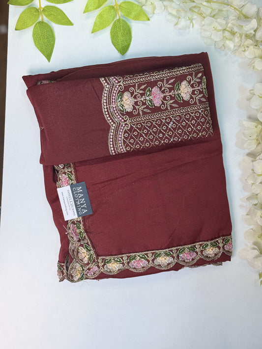 Light Maroon Designer Saree