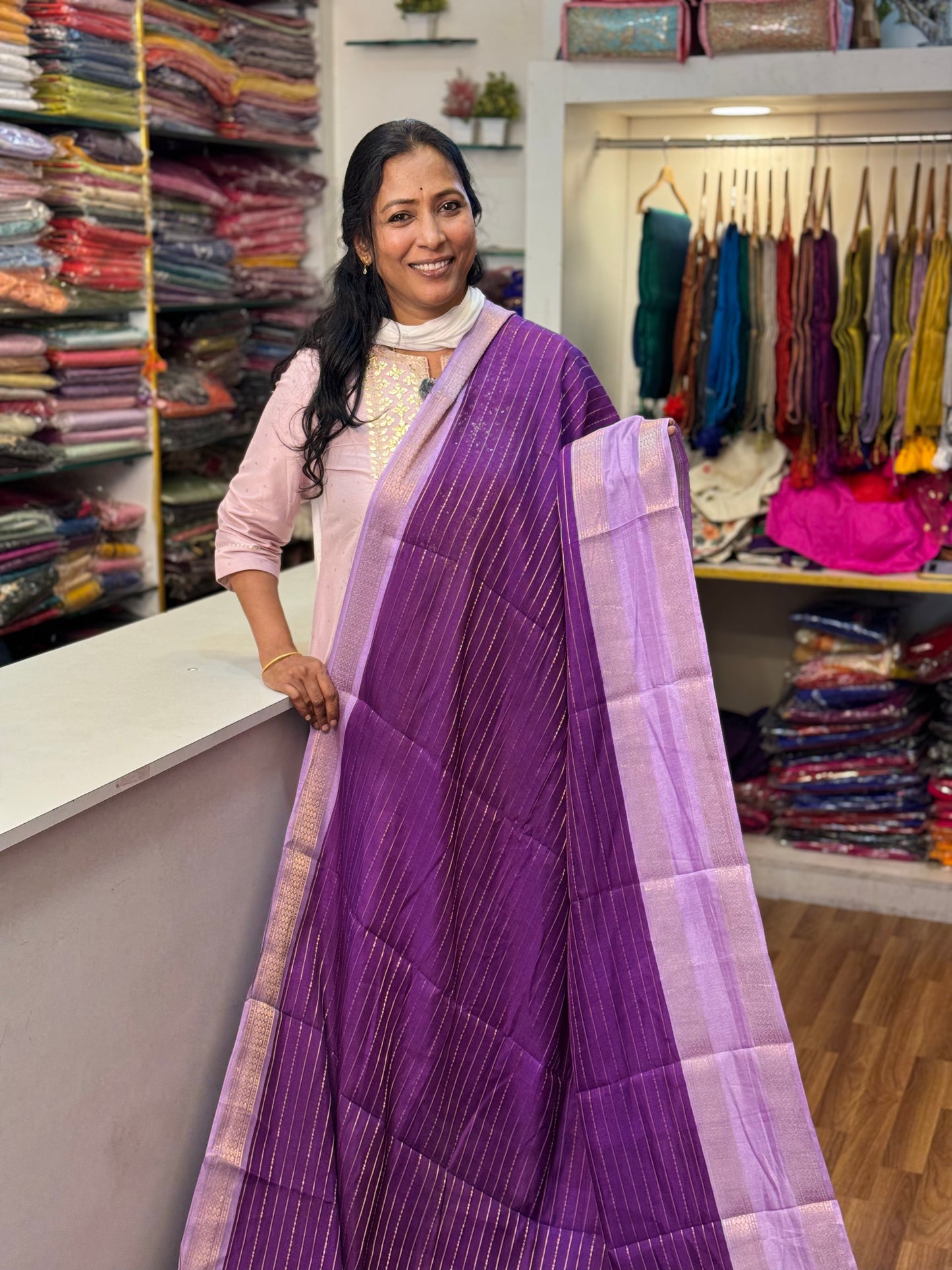 Purple Mysore Silk  Saree