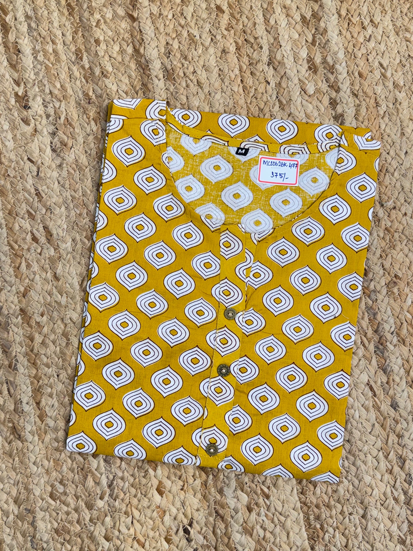 Mustard Yellow Mul-Chanderi Kurthi