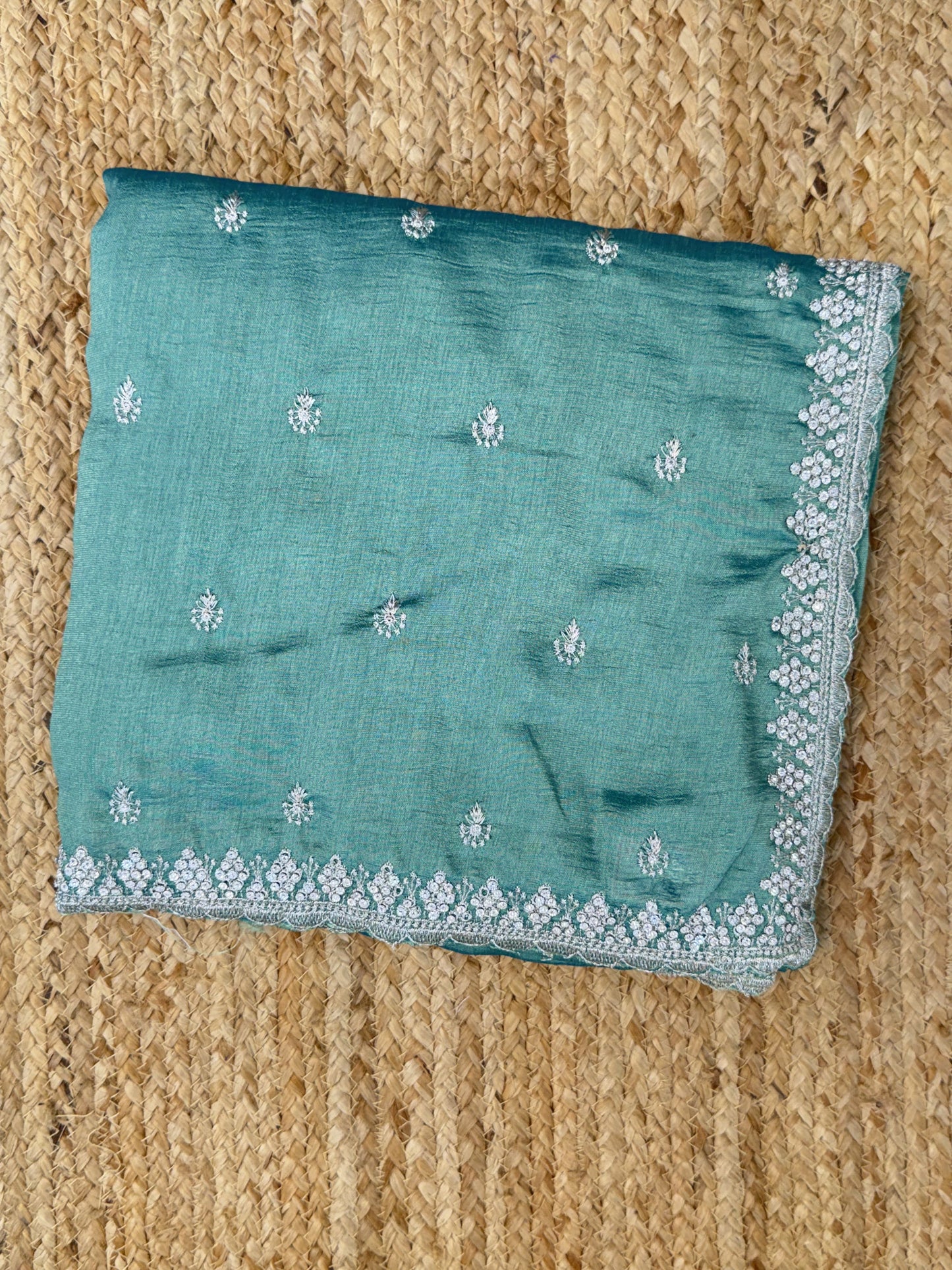 Sea Green Georgette Designer Saree