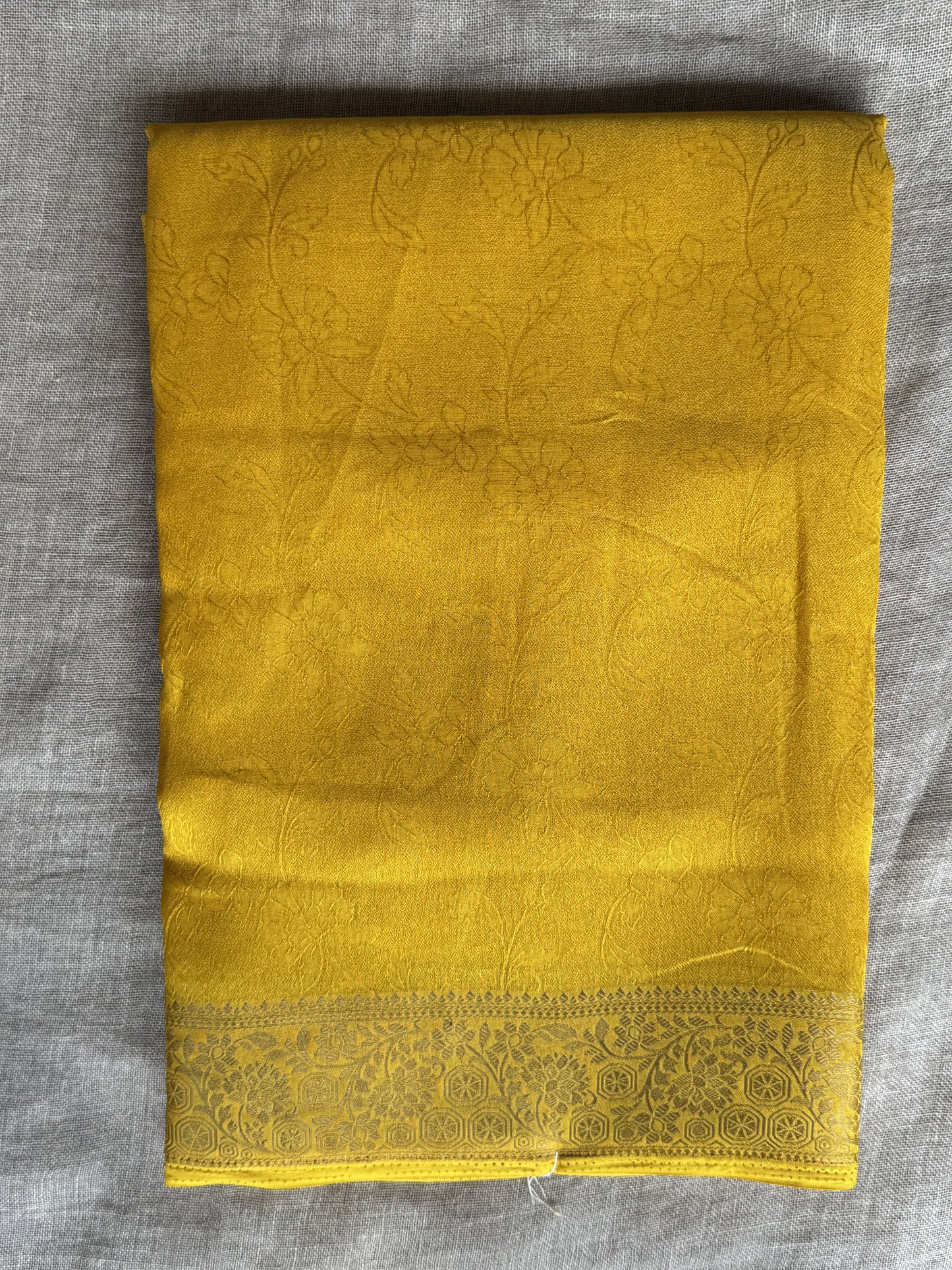 Yellow Moss Georgette Saree