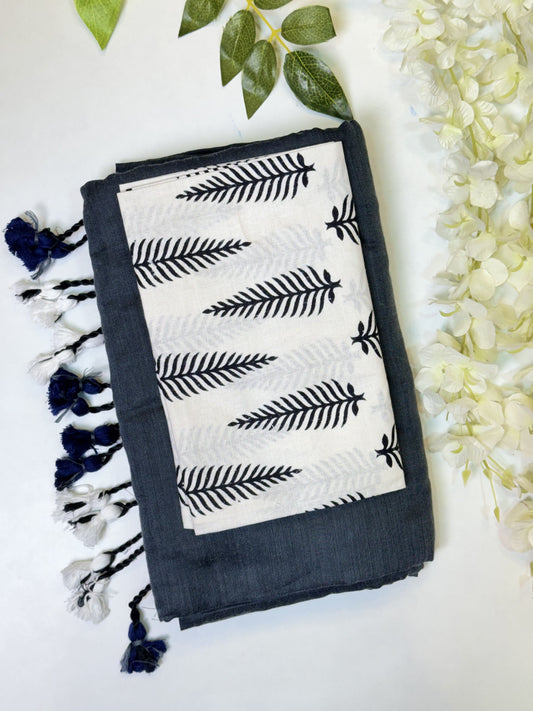 Grey Khadi Cotton Saree