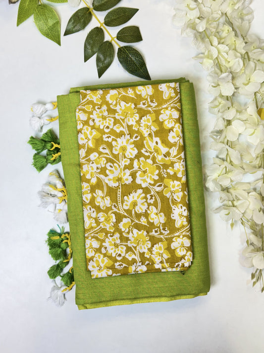 Light Green Khadi Cotton Saree