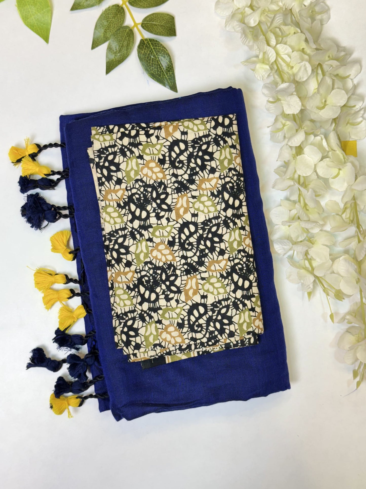 Dark Blue Khadi Cotton Saree