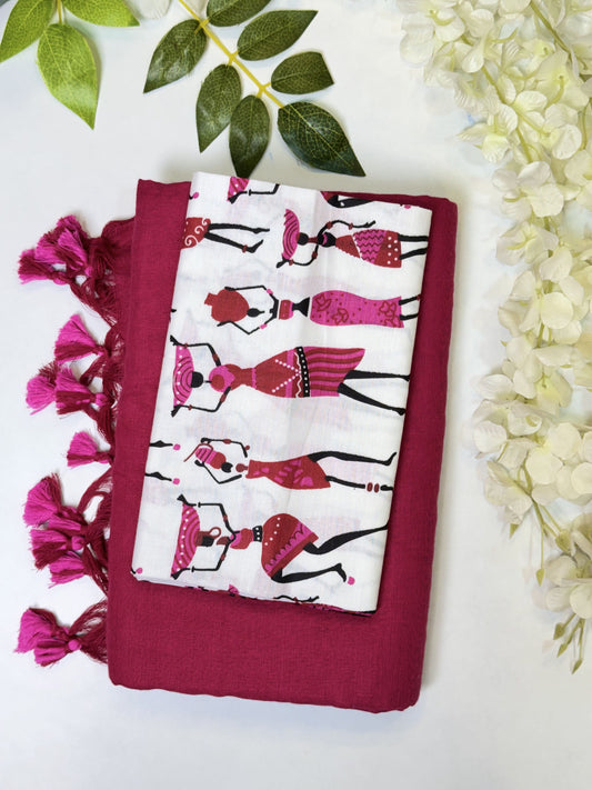 Pink Khadi Cotton Saree