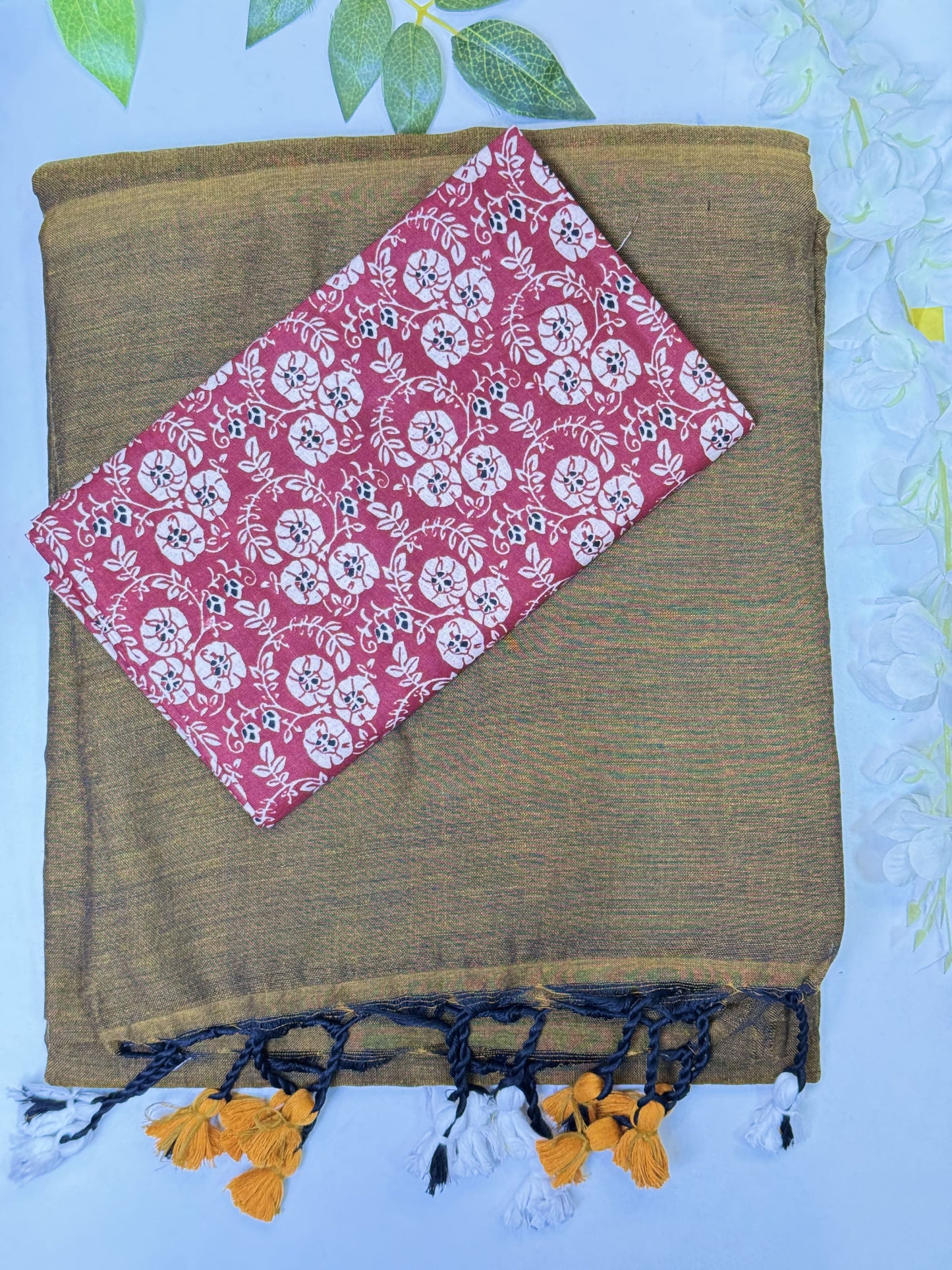 Tan Khadi Cotton Saree