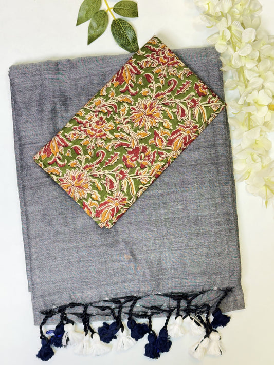 Grey Khadi Cotton Saree