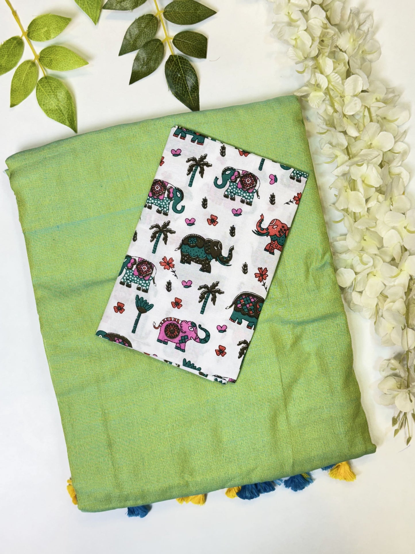 Light Green Khadi Cotton Saree