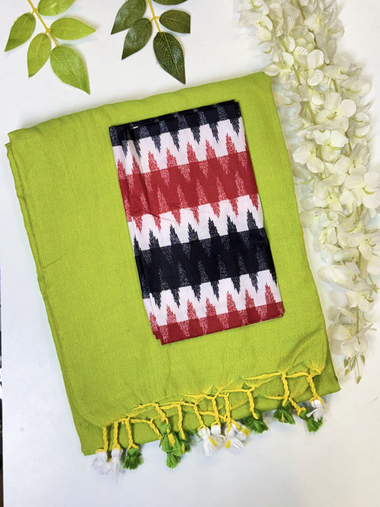 Light Green Khadi Cotton Saree