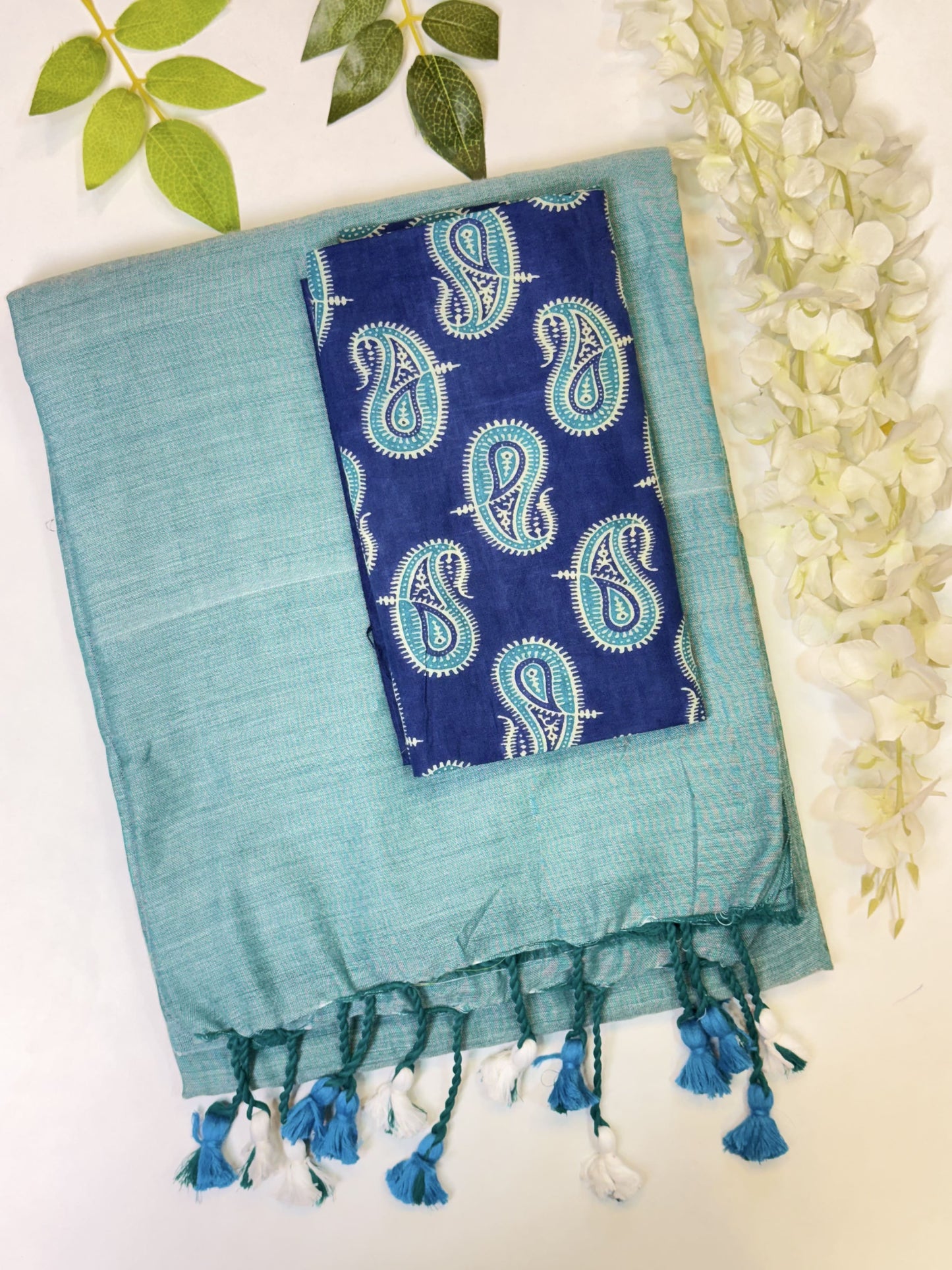 Dark Aqua Khadi Cotton Saree