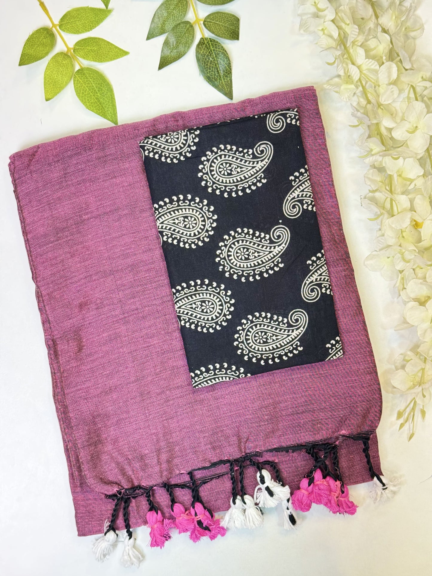 Magenta Khadi Cotton Saree