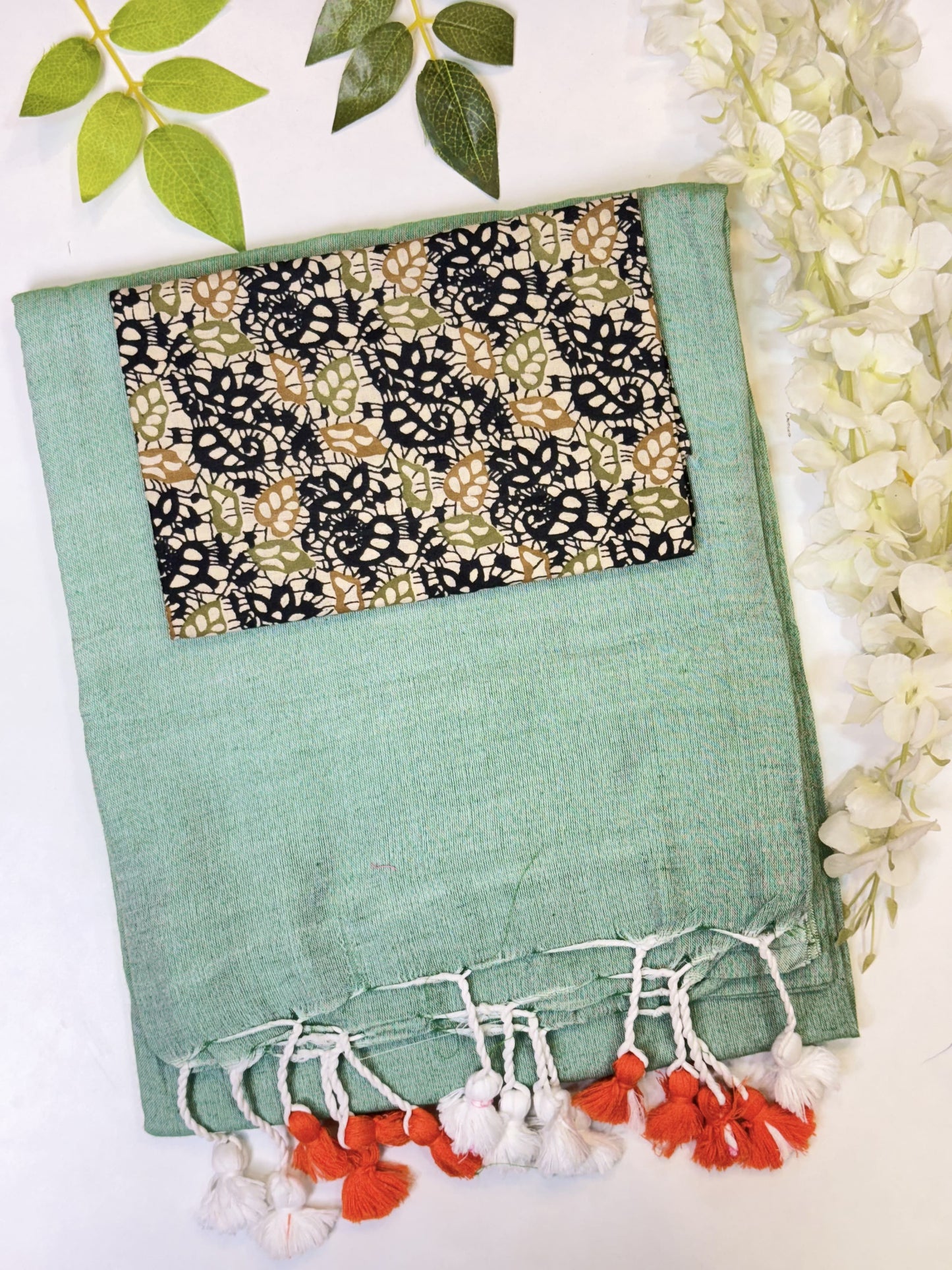 Dark SeaFoam Khadi Cotton Saree