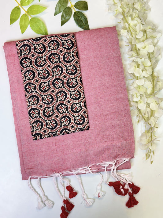 Pink Khadi Cotton Saree
