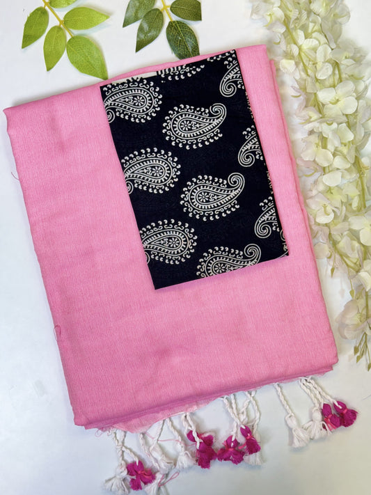Pink Khadi Cotton Saree