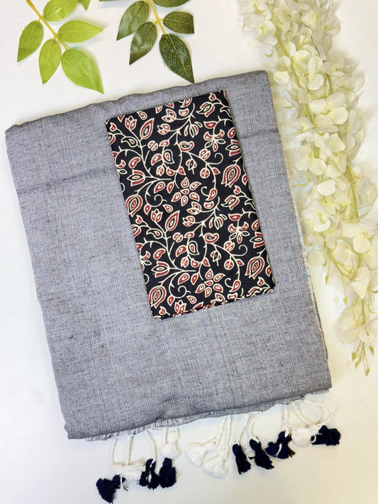 Grey Khadi Cotton Saree