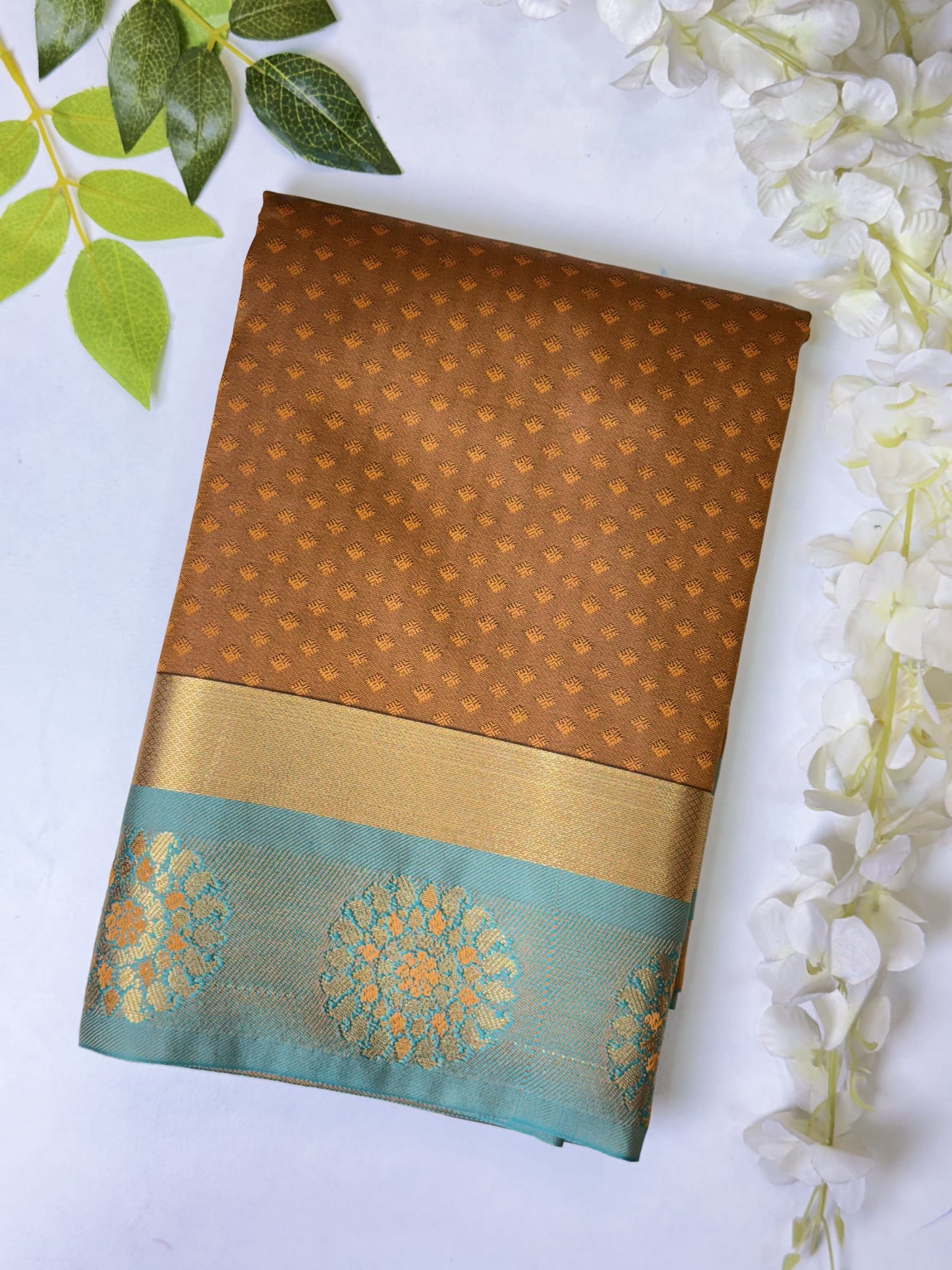 Tan Brown Semi Silk Saree