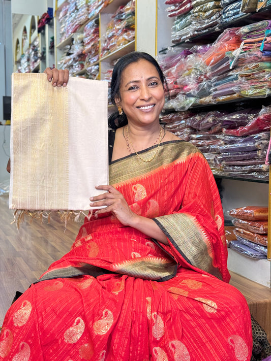 Half-White Semi Tussar Saree