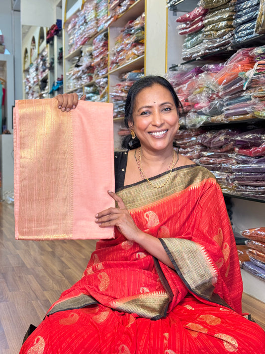 Peach Semi Tussar Saree