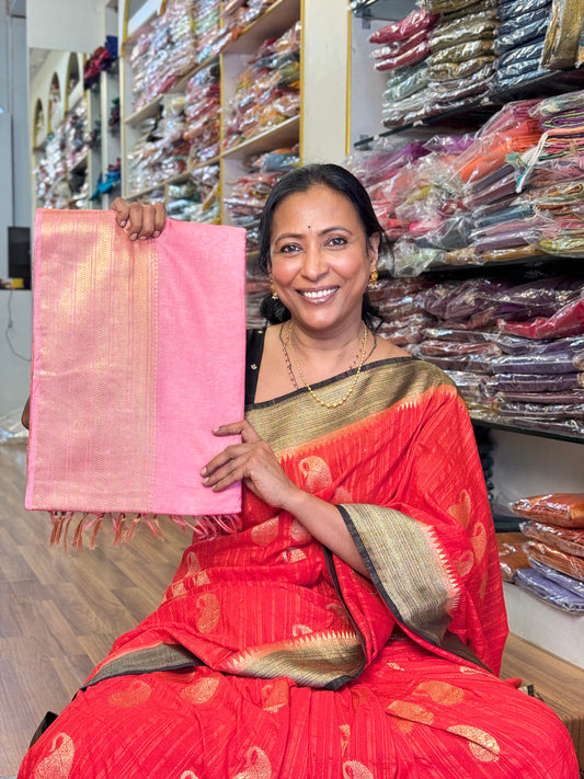 Light Pink Semi Tussar Saree