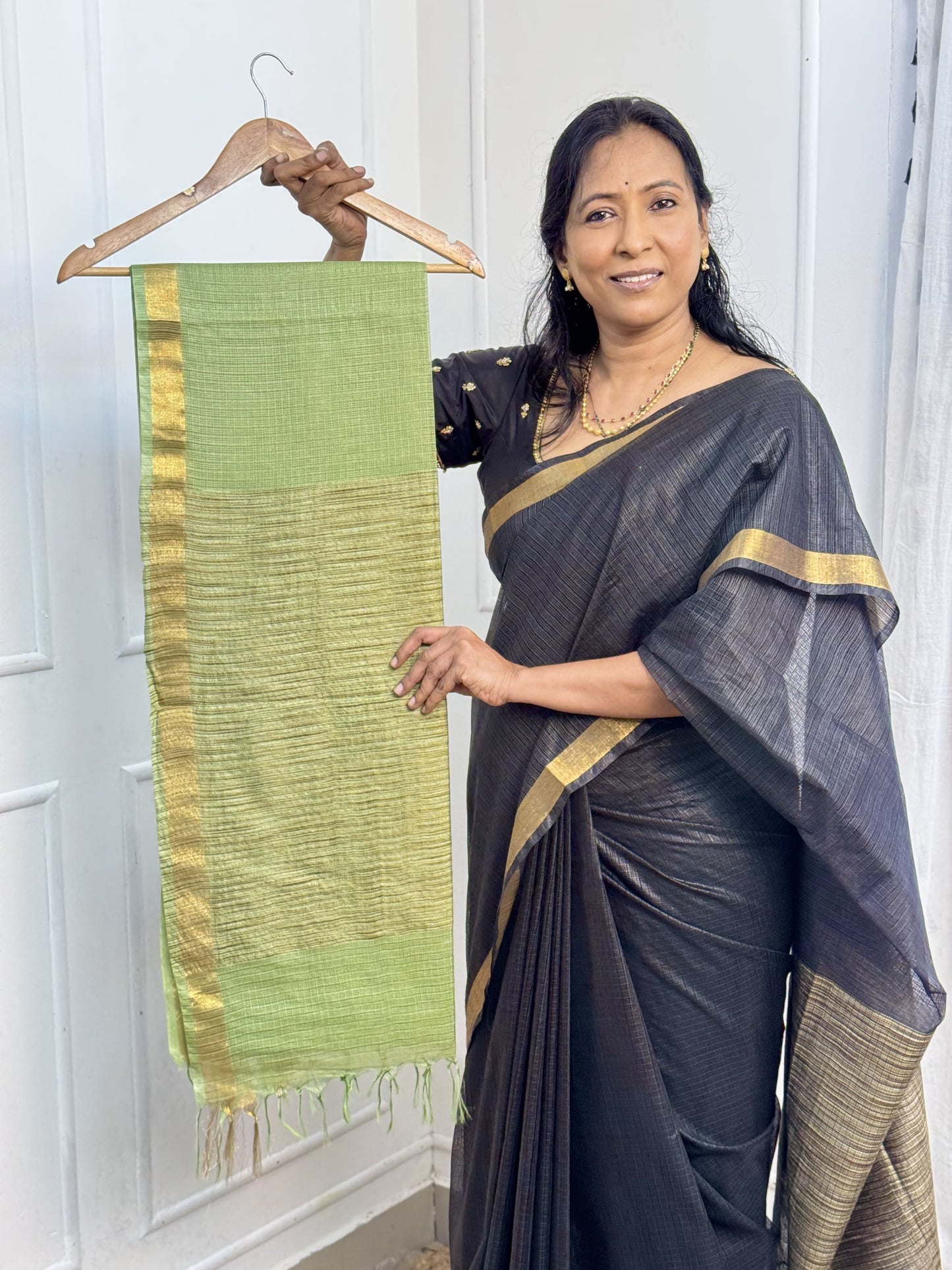 Pastel Green Kota Cotton Sarees