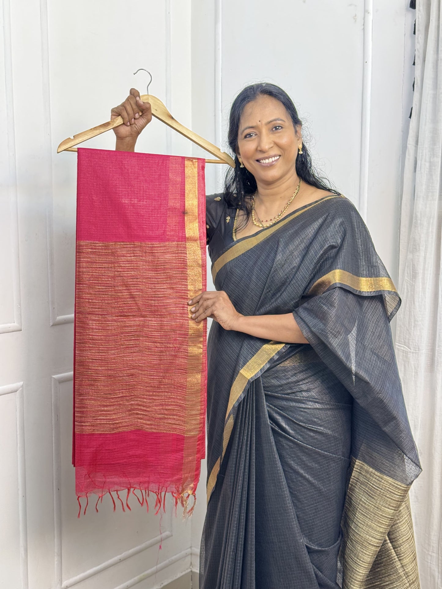 Pink Kota Cotton Sarees