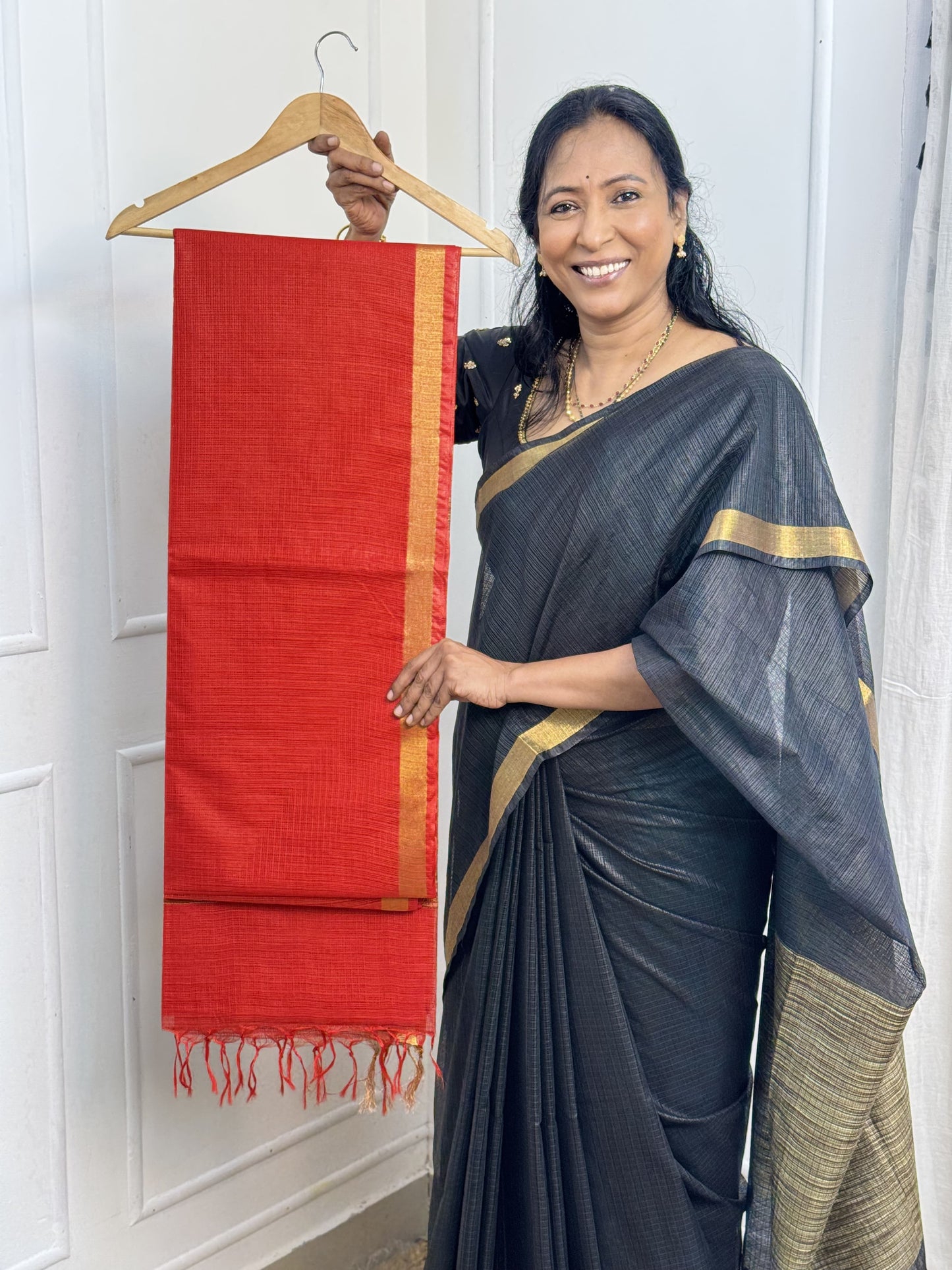 Red Kota Cotton Sarees