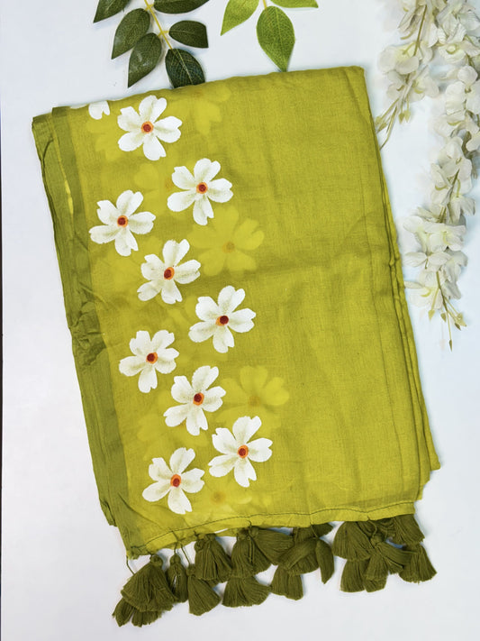 Light Green Mulcotton Saree