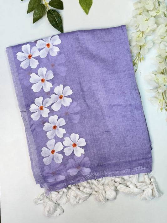 Lavendar Mulcotton Saree