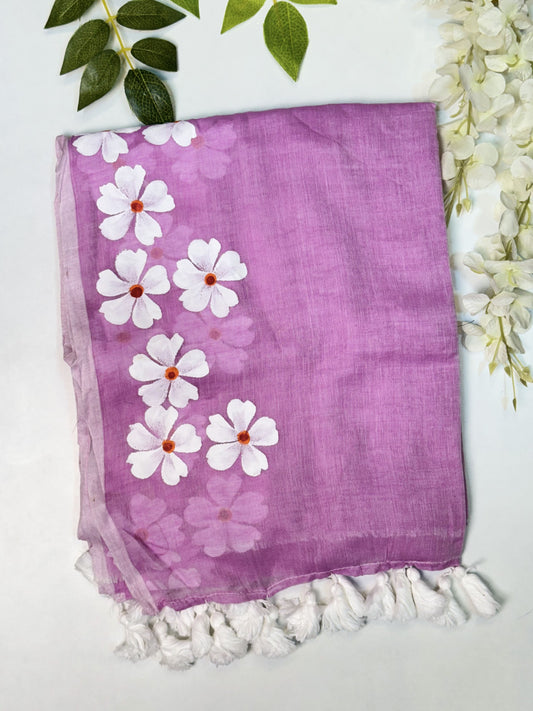 Pink Mulcotton Saree