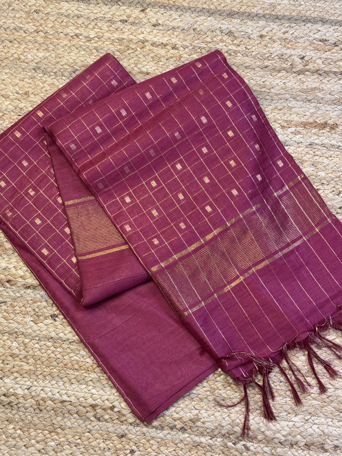 Maroon Blended Cotton Saree
