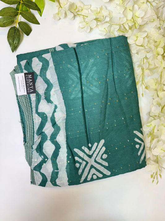 Pastel Green Staple Cotton Saree