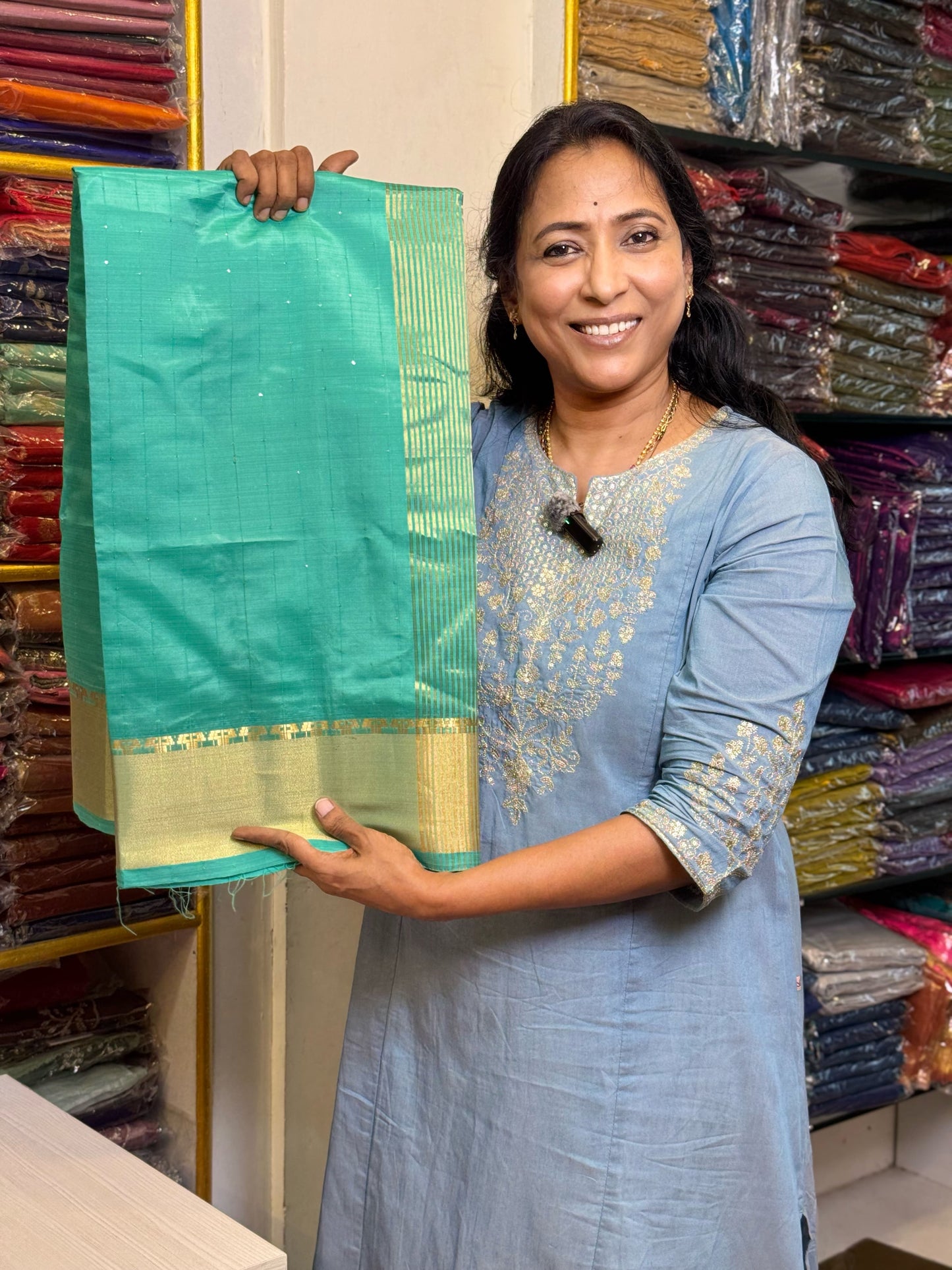 Rama Green Semi Tussar Saree