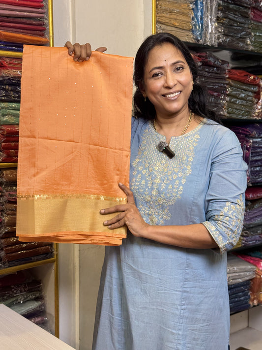 Light Orange Semi Tussar Saree