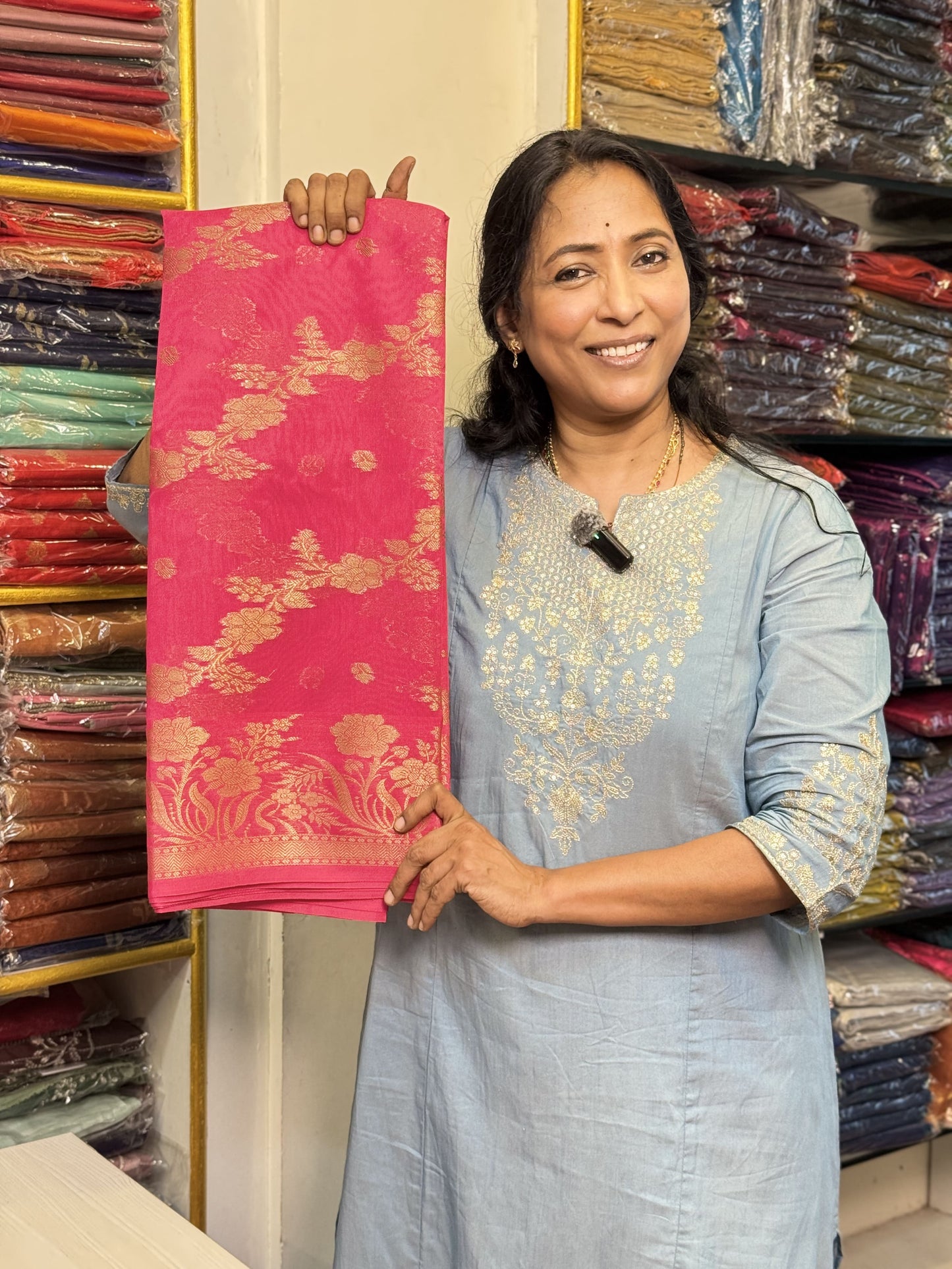 Pink Banarasi Georgette Saree