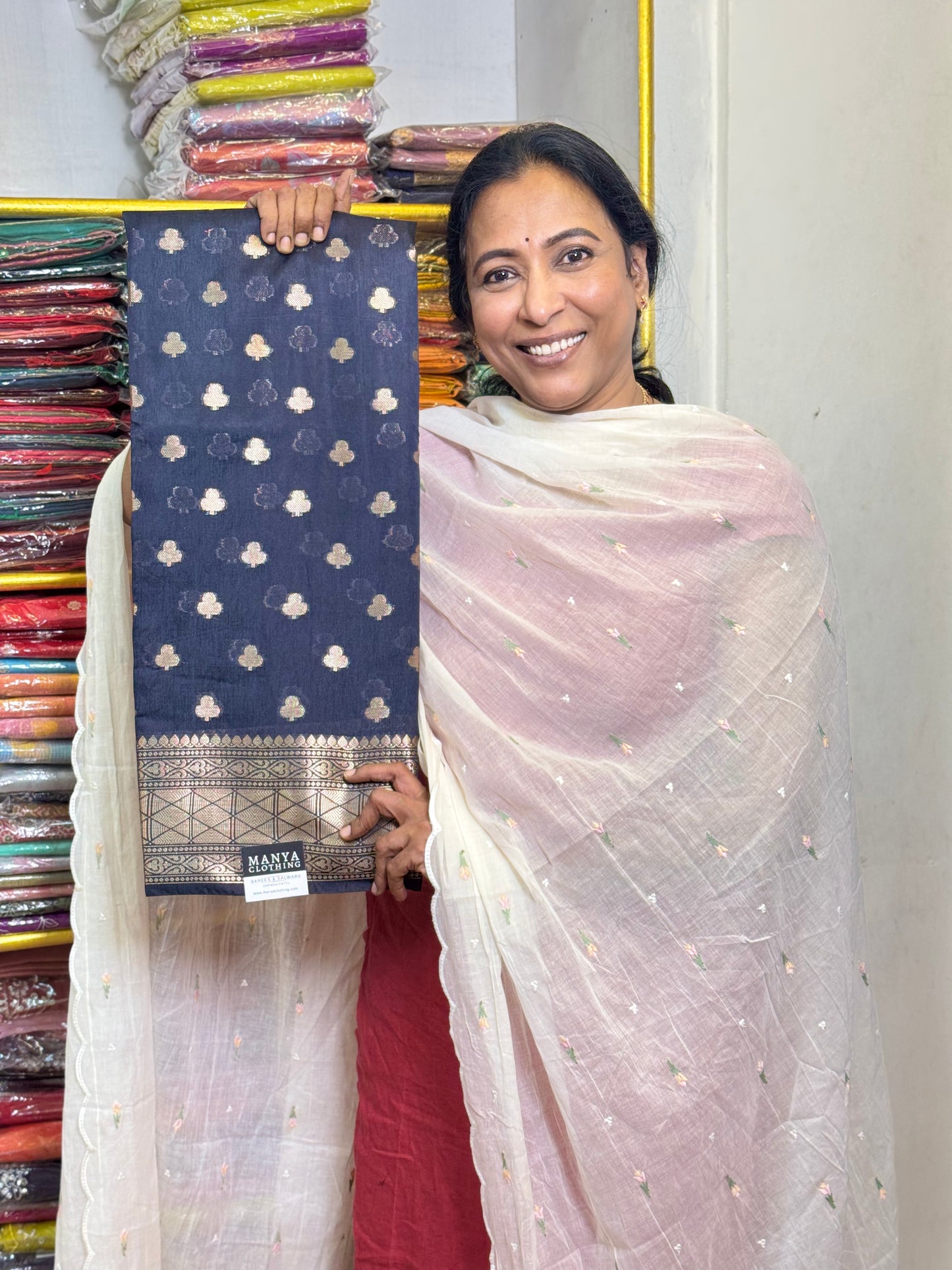 Navy Blue Viscose Saree