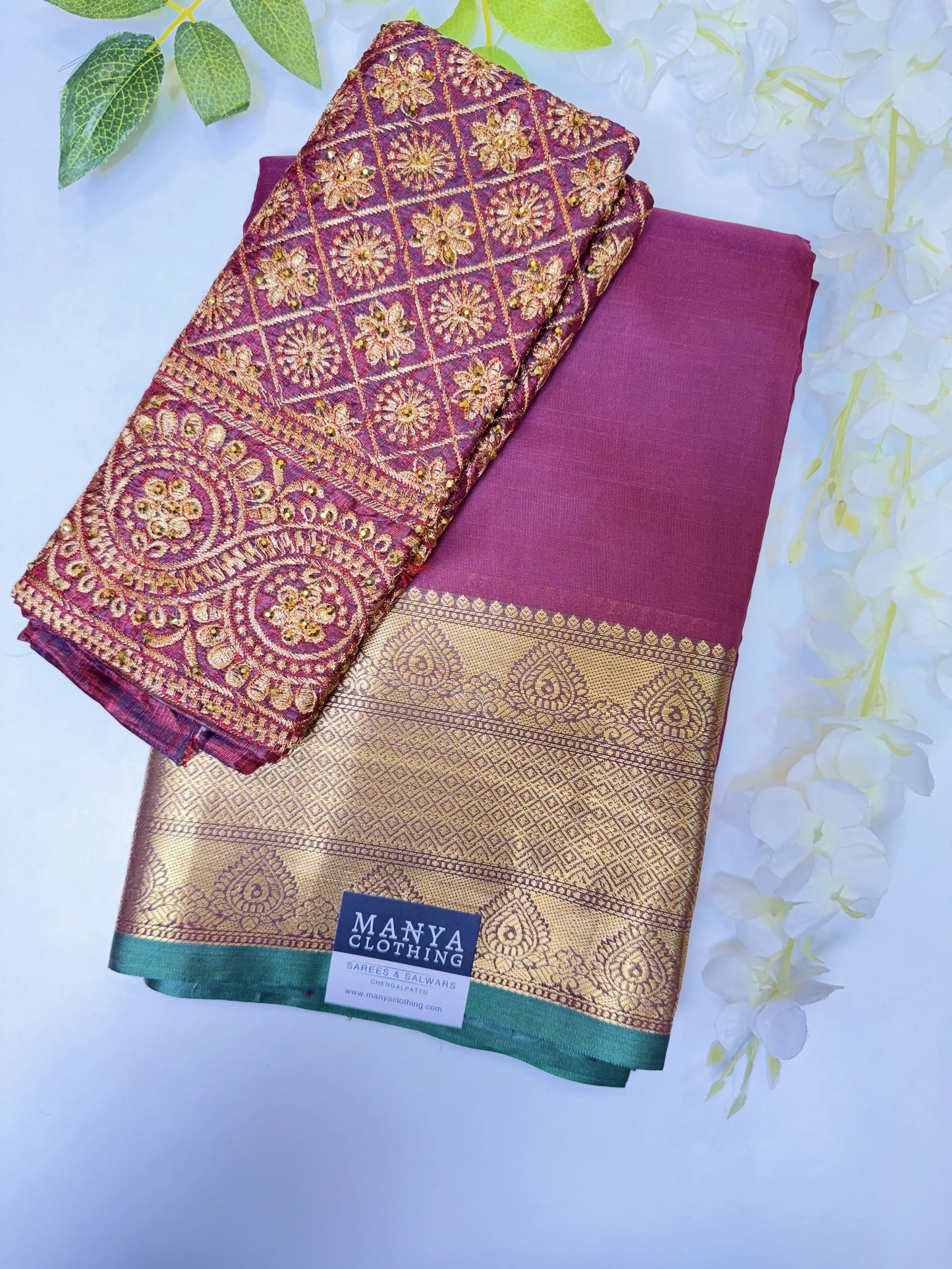 Magenta Soft Silk Saree with Work Blouse Combo