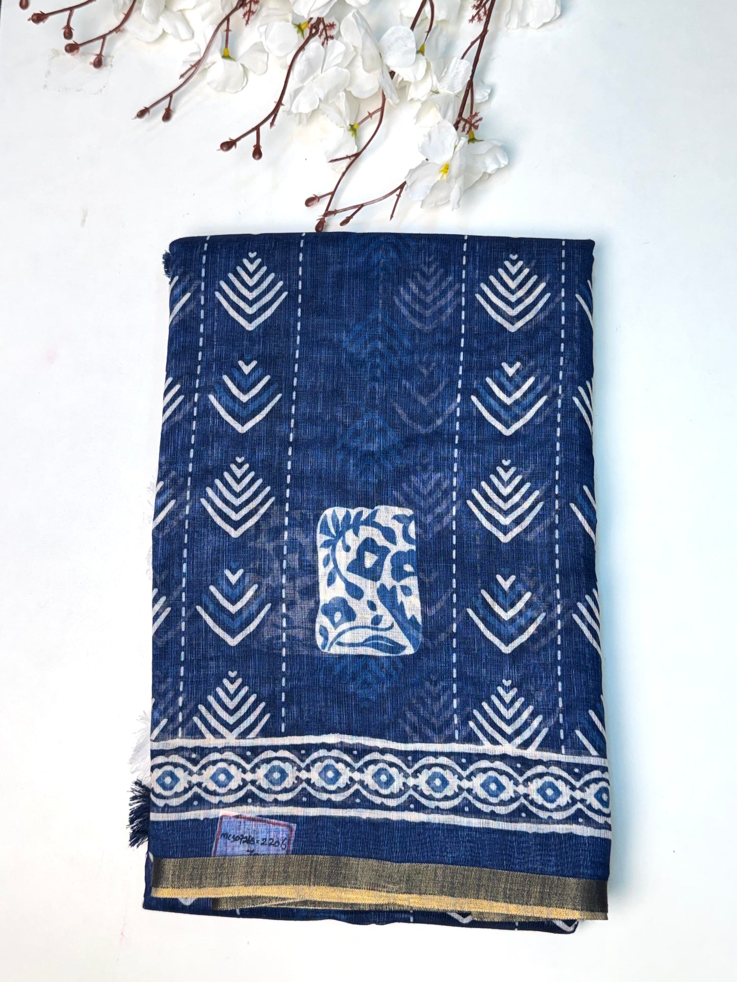 NavyBlue Linen Cotton Saree