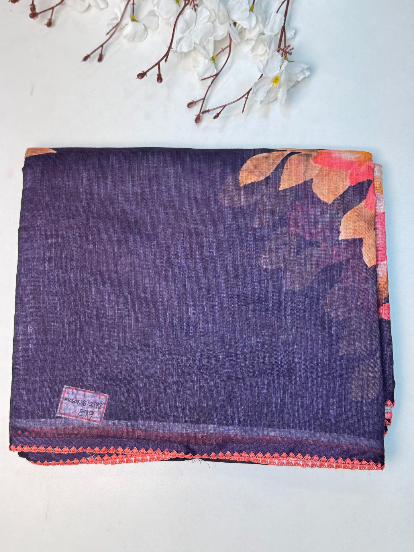 Purple Linen Cotton Saree