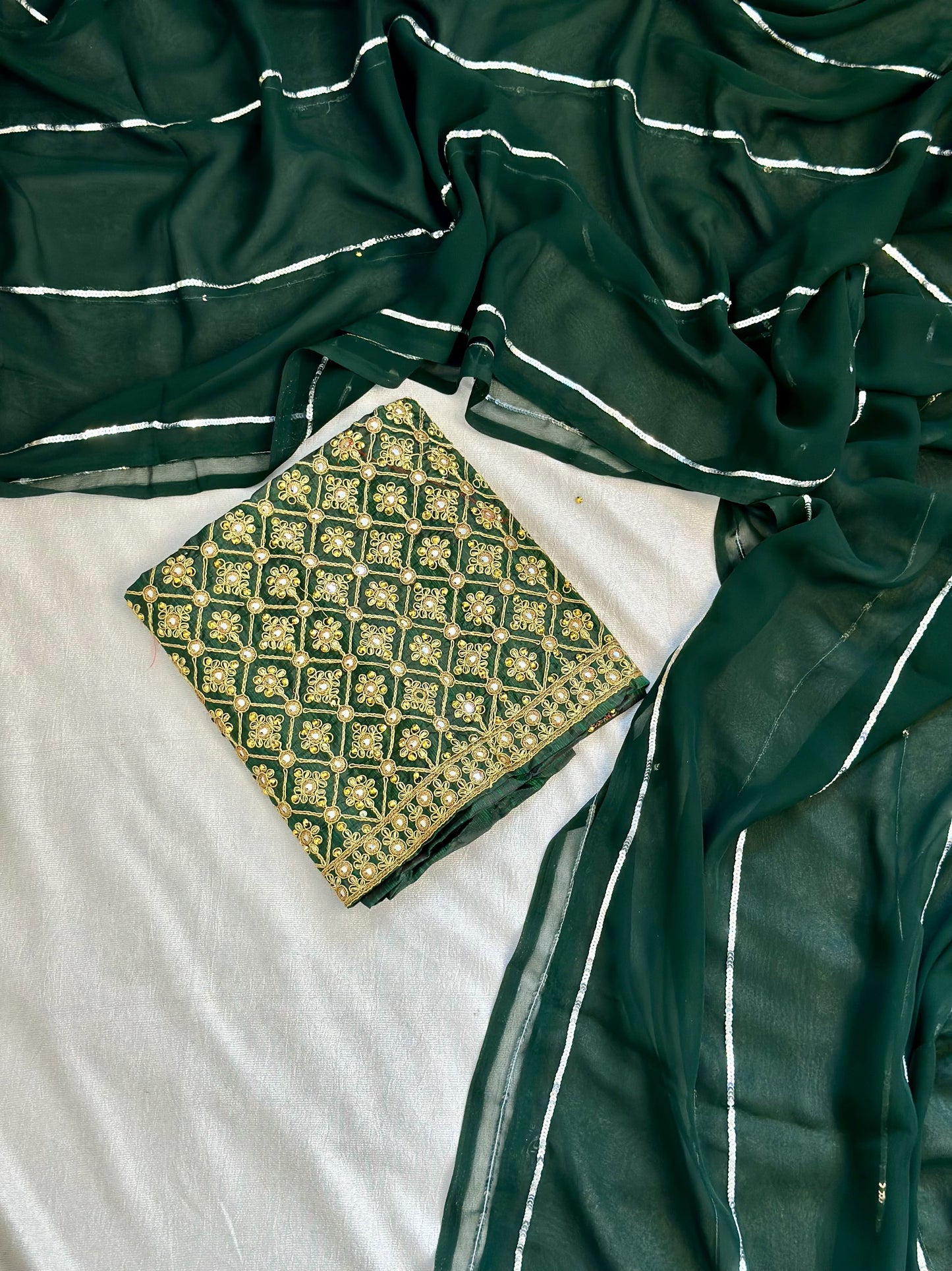 Green Georgette Saree with work blouse