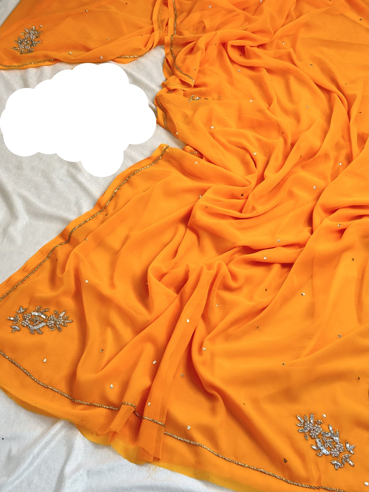 Mango Yellow Georgette Saree