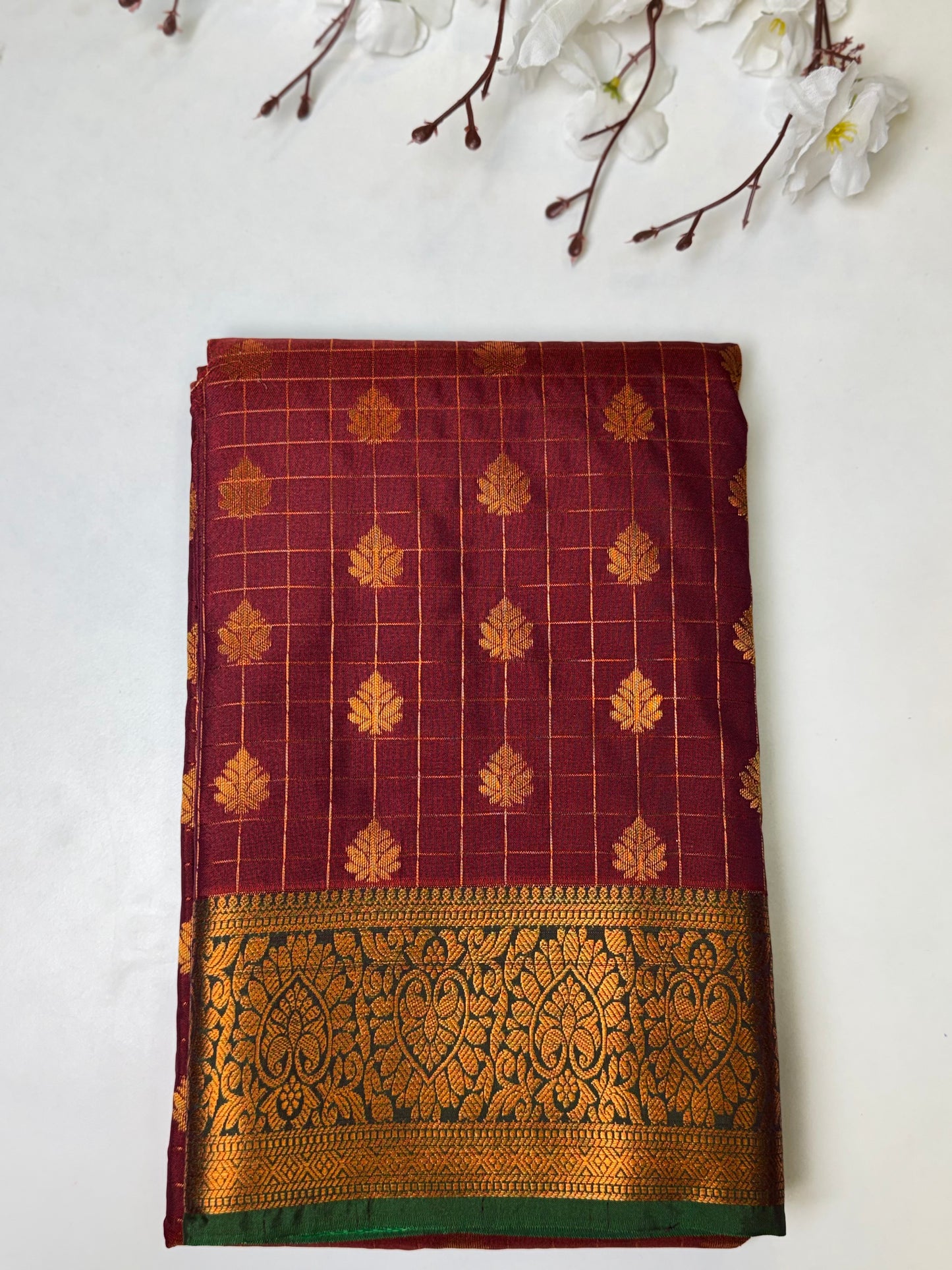 Maroon Kanchi-Soft Silk Saree