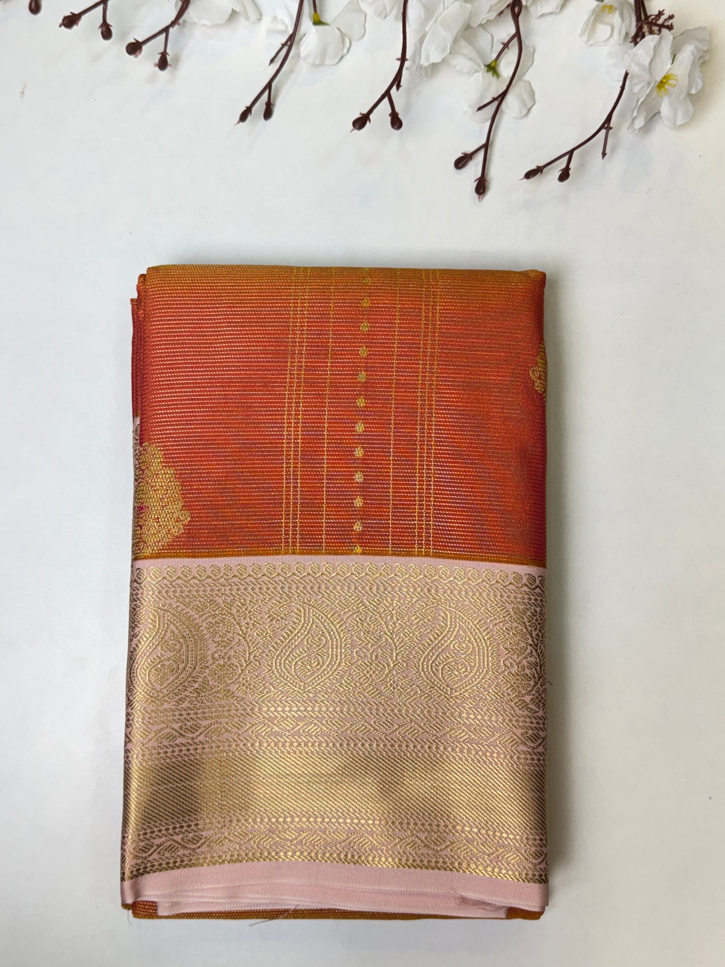 Orange Premium Bridal Kanchi-Soft Silk Saree