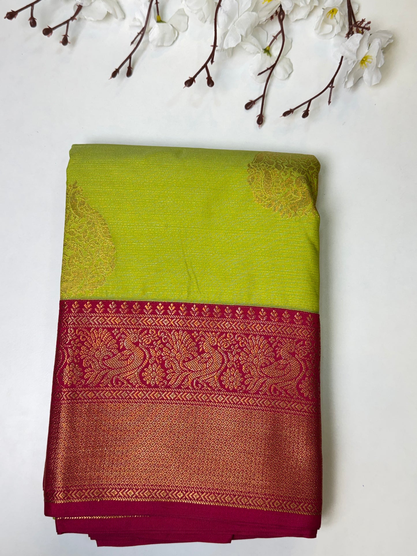 Green Premium Bridal Kanchi-Soft Silk Saree