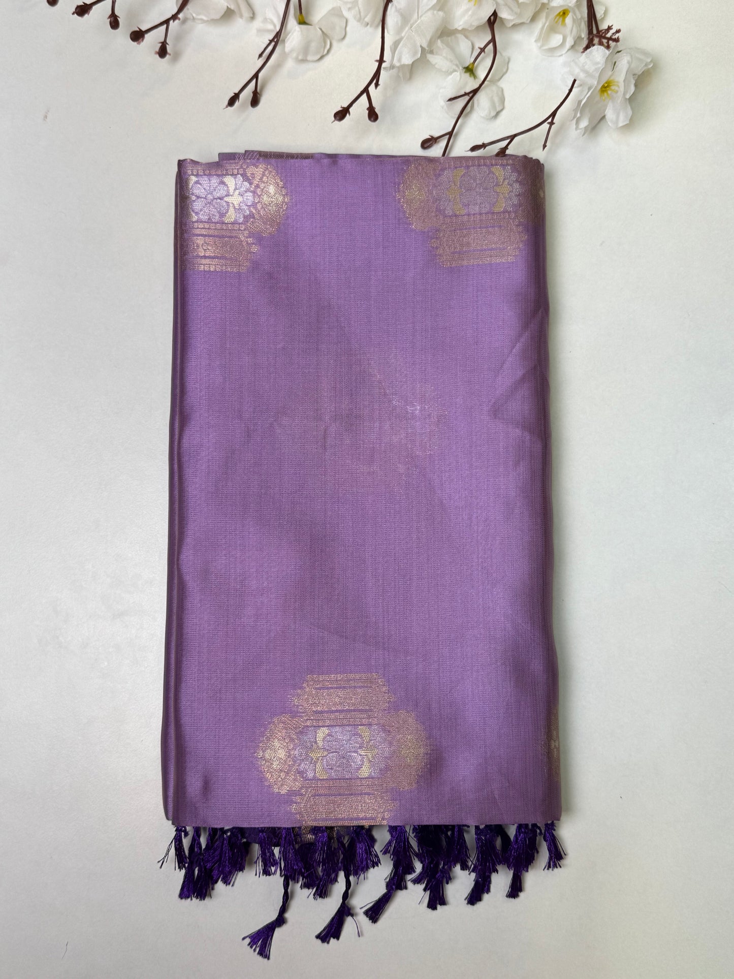 Lavendar Kanchi-Tussar Soft Silk Saree