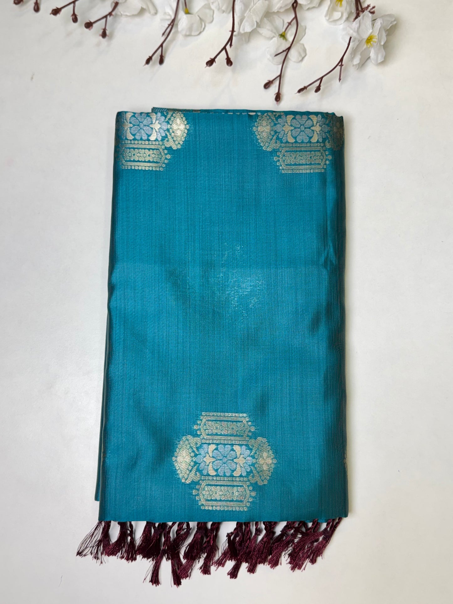 Blue Kanchi-Tussar Soft Silk Saree