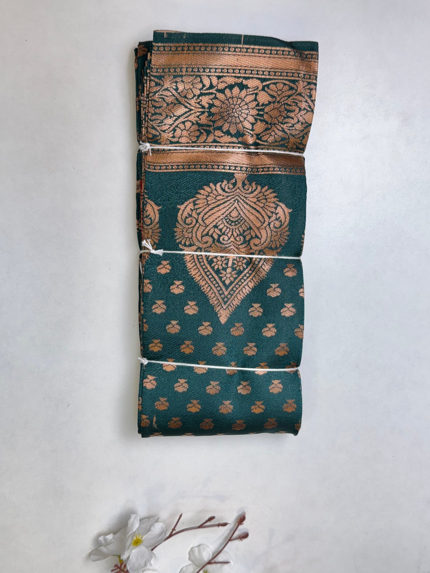 Teal-Green Kanchi Semi Silk Saree