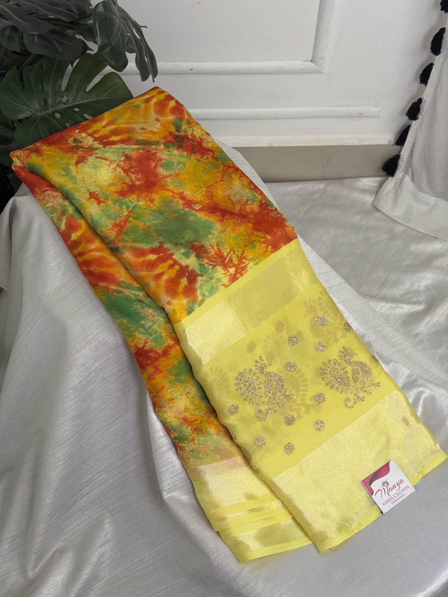 Yellow Chiffon Saree