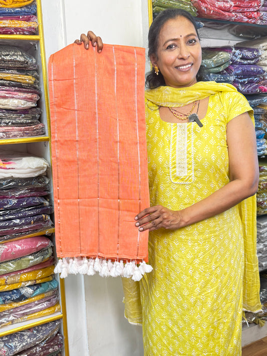 Peach Pure Mul Cotton Saree